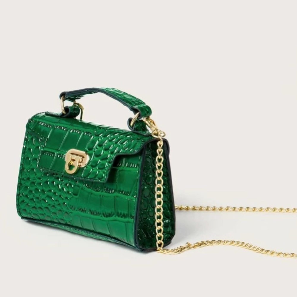 Mini Green Croc Handbag